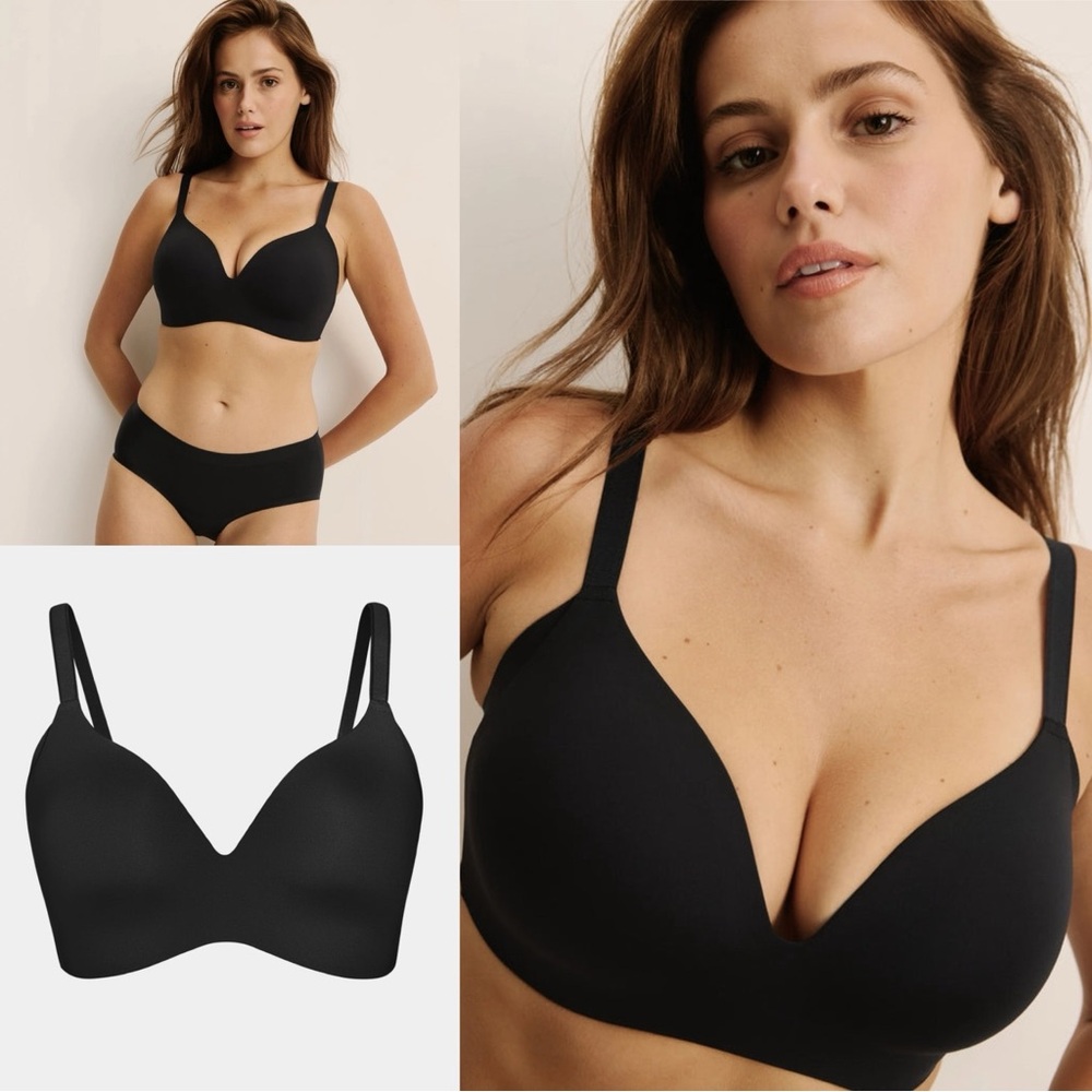 Knix Bra Wingwoman Contour Size 1 Black Lingerie Canada Wireless T Shirt NWT $68